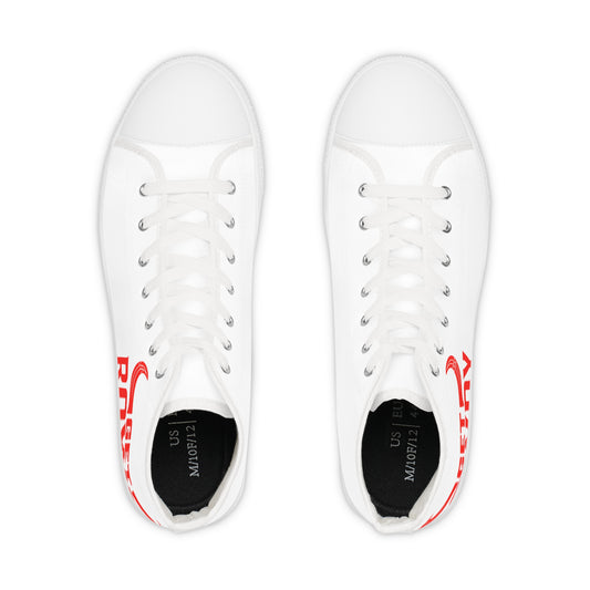 Get Rowdy High-Top Sneakers — Men's White Canvas Shoes with 'Get Rowdy' Graphic