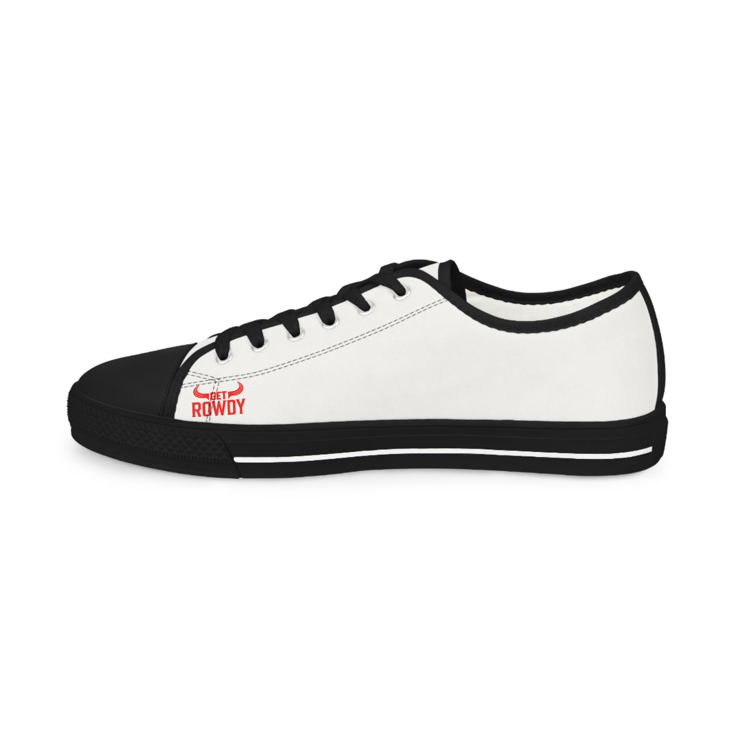 Classic White Low-Top Sneakers — Minimal Canvas Men's Trainers with Subtle Red Accent