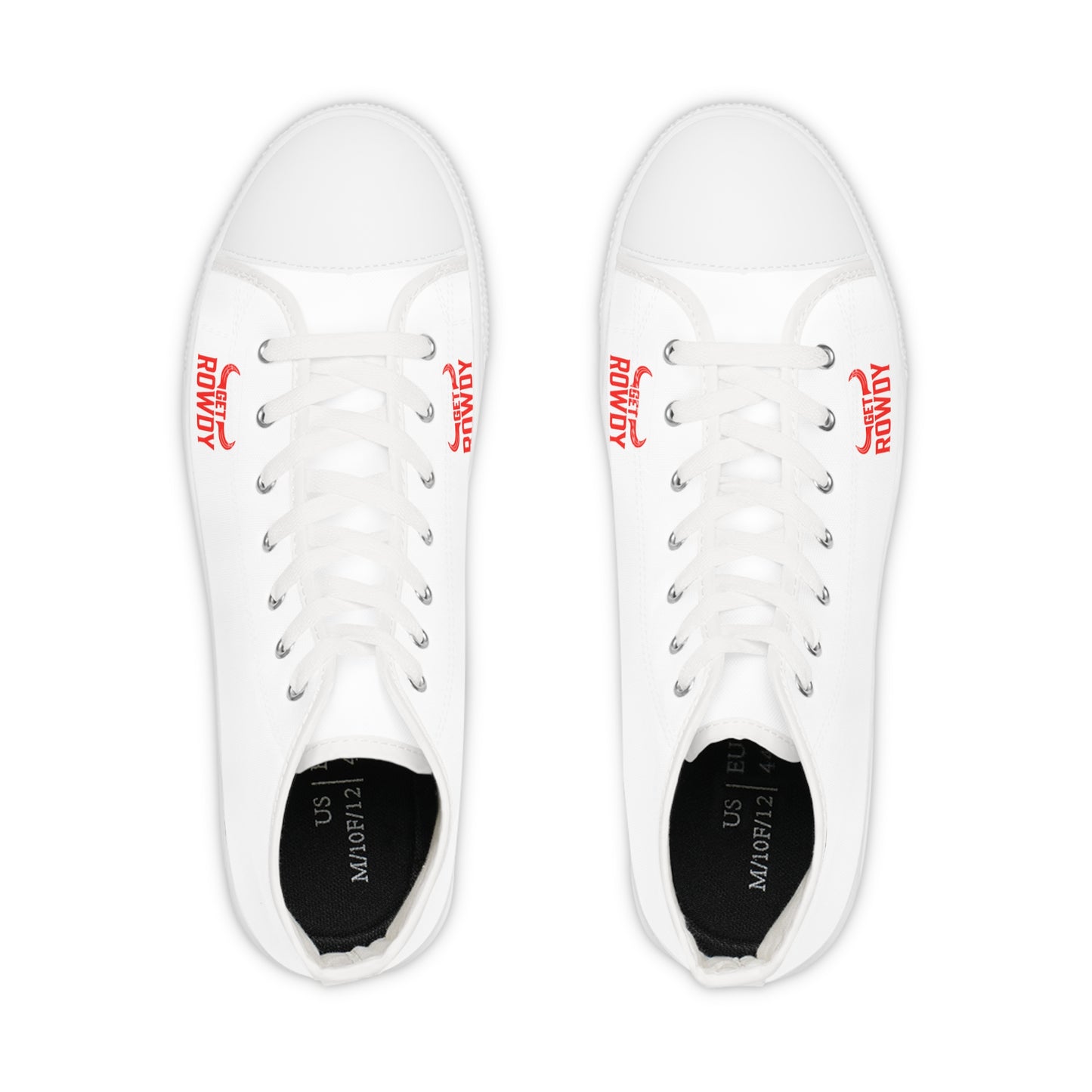 White High-Top Sneakers with Blue 'Rowdy' Side Text — Men's Casual Street Shoes