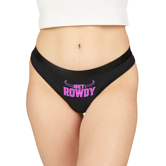 Women's Thongs - Get Rowdy Neon Pink WITH BLACK HORNS