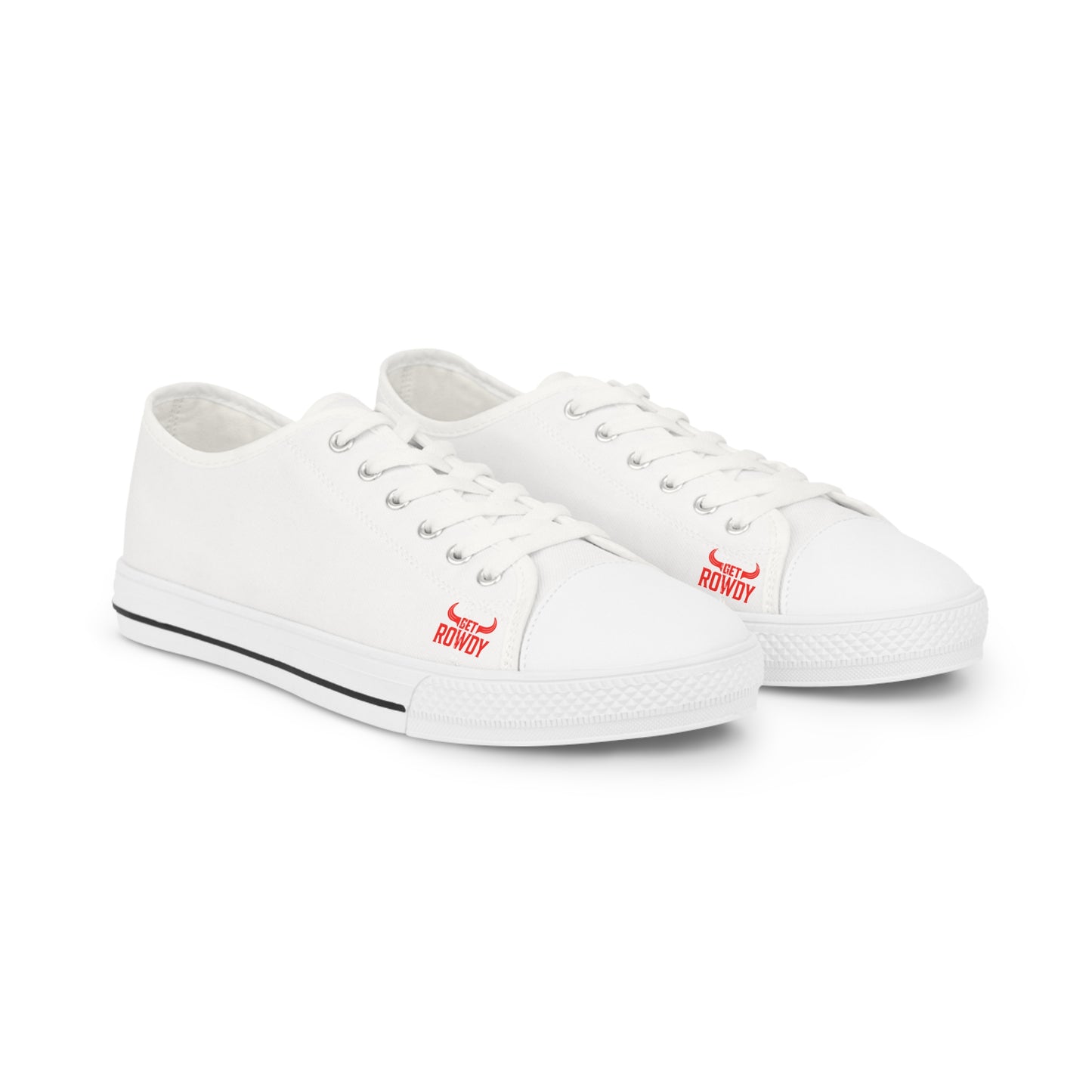 Classic White Low-Top Sneakers — Minimal Canvas Men's Trainers with Subtle Red Accent