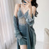 Autumn And Winter Long Sleeve Nightgown Suit Sexy Lace Sling