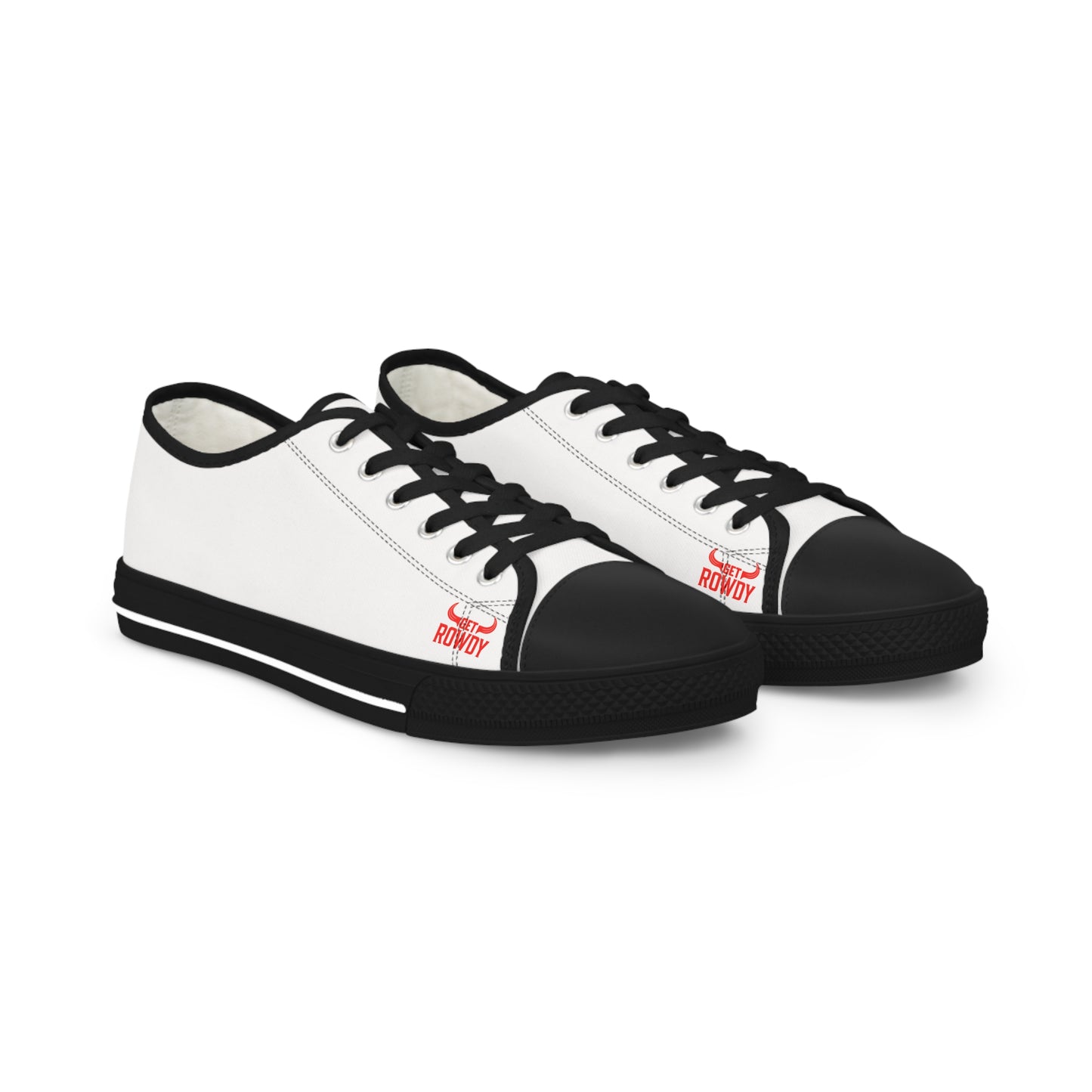 Classic White Low-Top Sneakers — Minimal Canvas Men's Trainers with Subtle Red Accent